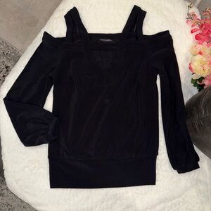 Boston Proper Black Cold Shoulder Blouse Size XS